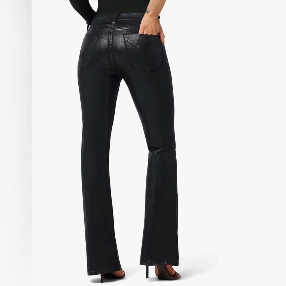 Hudson Blaire Bootcut Black Waxed Pleather High Rise Stretch Cotton Jeans 32